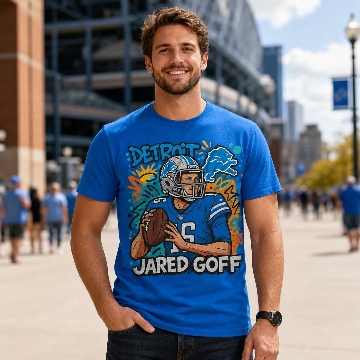 Detroit Lions Jared Goff Exclusive Caricature Football Artwork Shirt