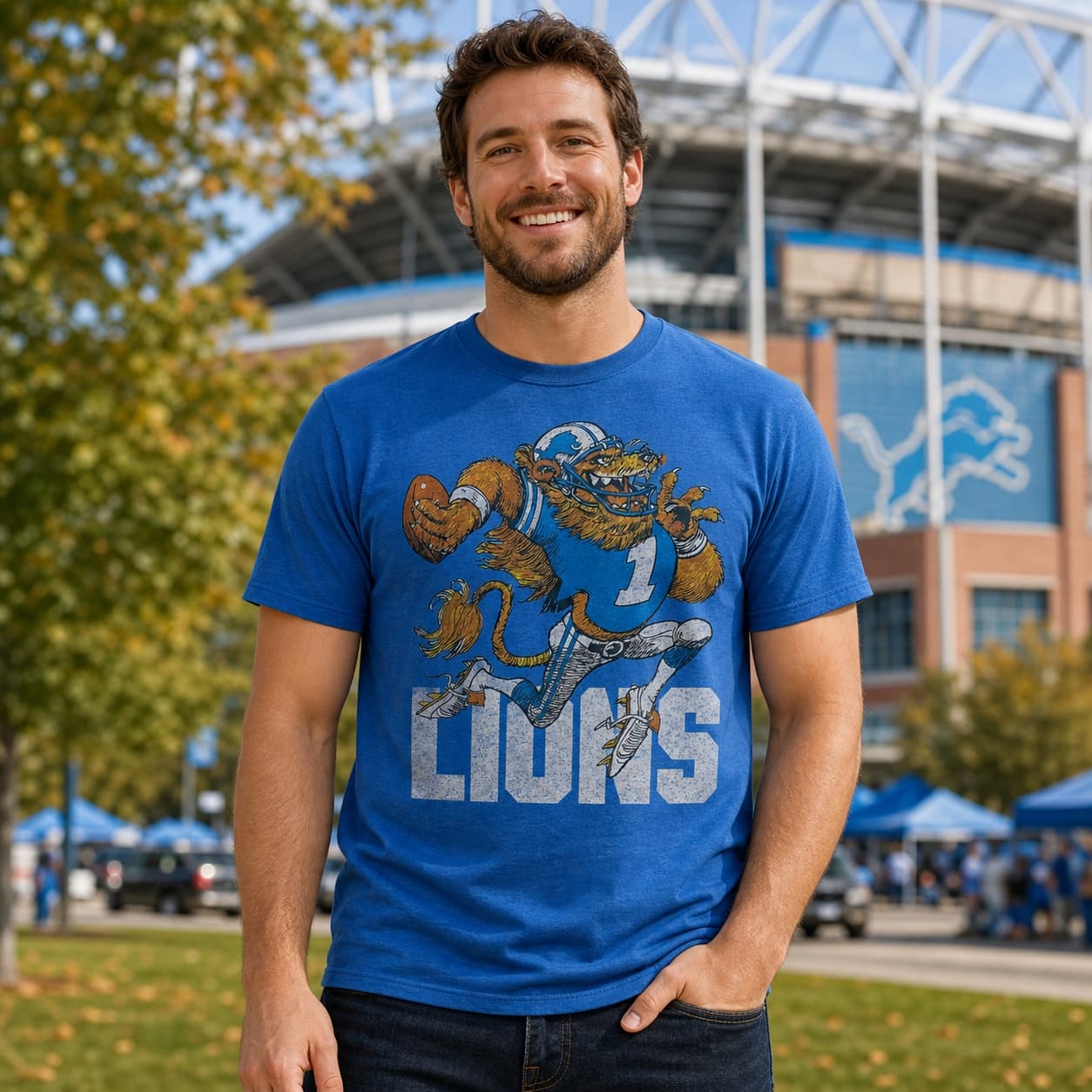 Detroit Lions Mascot Retro Football 1991 Artwork Shirt