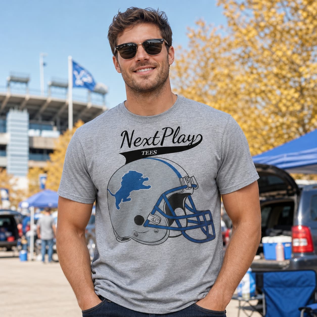 Detroit Lions Retro Football Helmet 1988 Artwork Shirt
