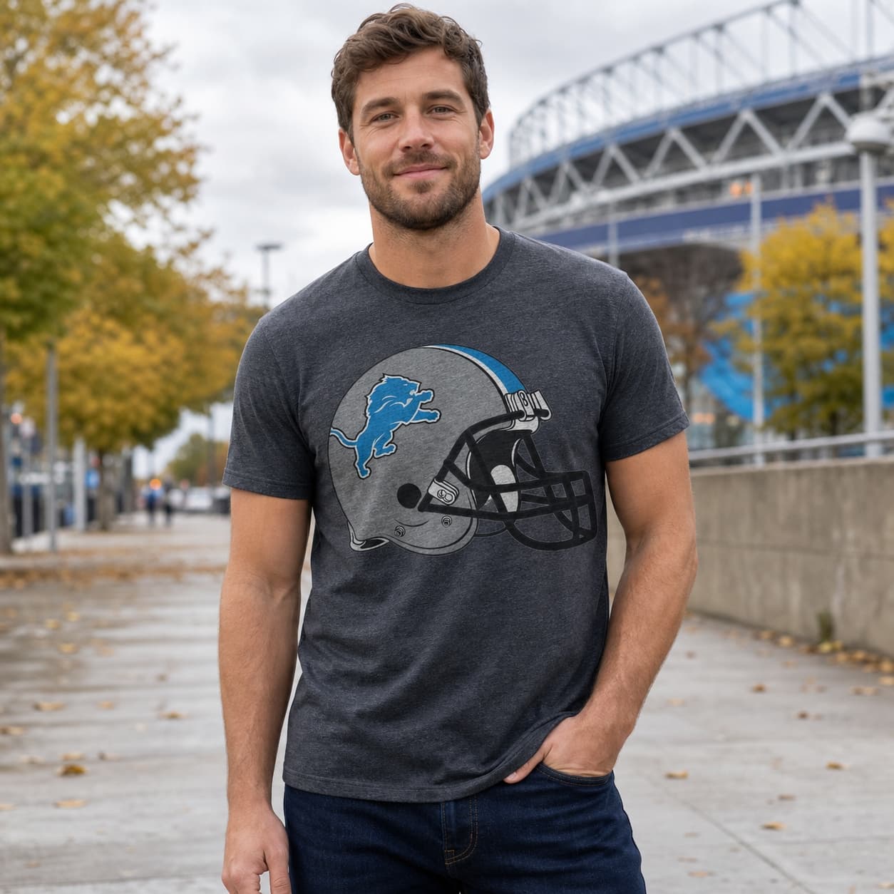 Detroit Lions Retro Football Helmet 1995 Artwork Shirt
