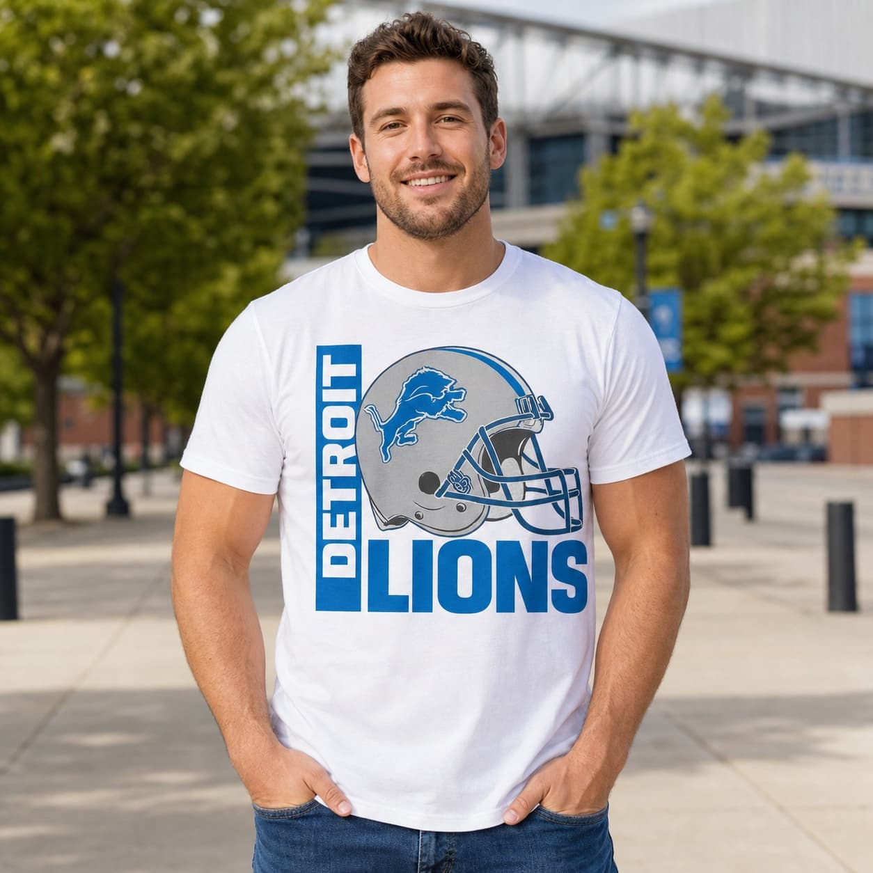 Detroit Lions Retro Rivals Football Helmet Artwork Shirt