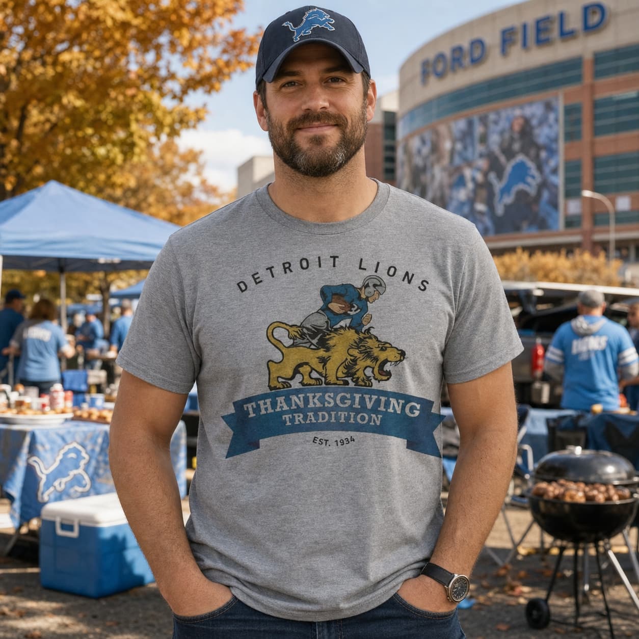 Detroit Lions Thanksgiving Tradition Retro Football 1934 Artwork Shirt