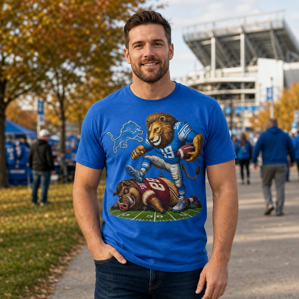 Detroit Lions vs. Washington Commanders Exclusive Retro Rivalries Playoff Football Kick Artwork Shirt