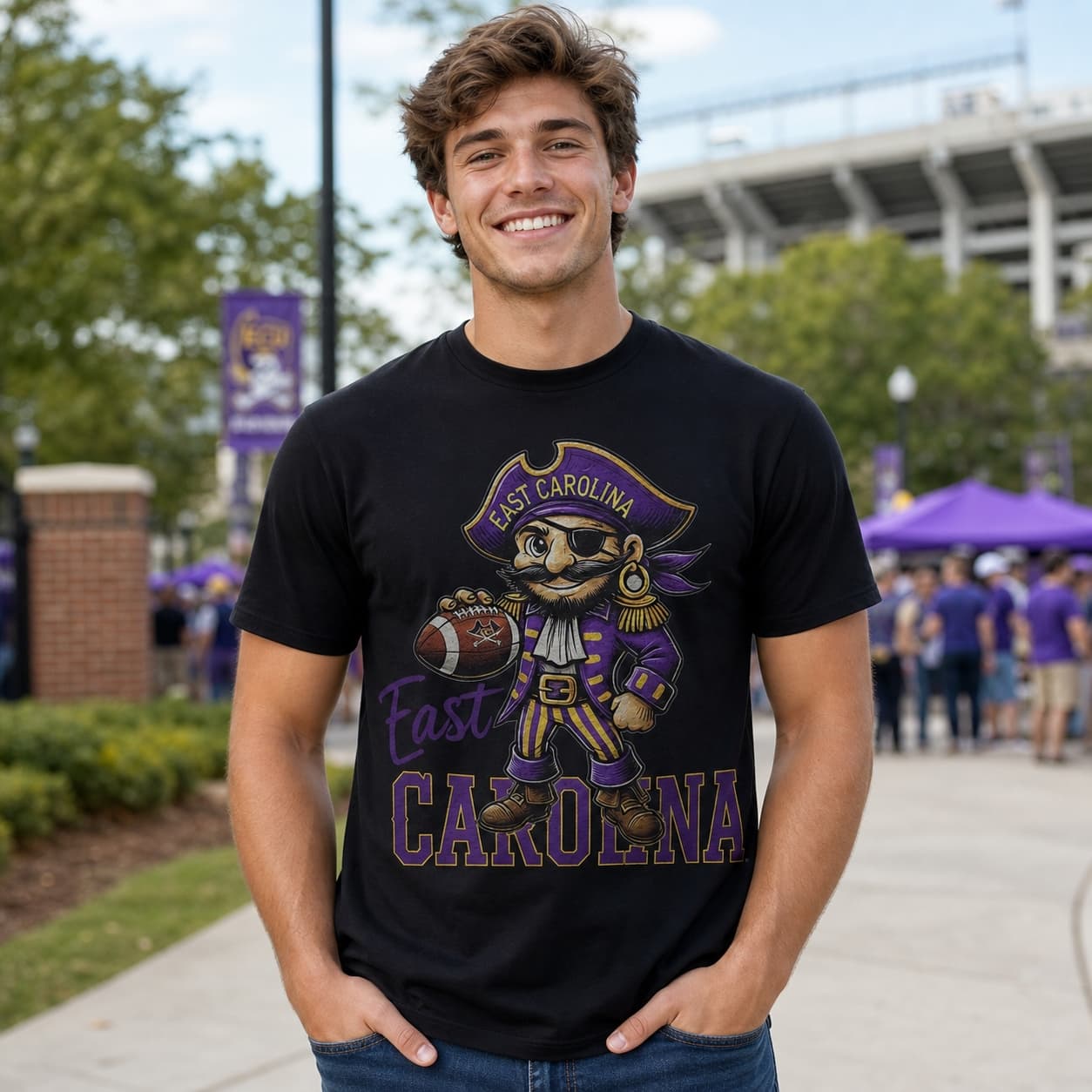 East Carolina Pirates Exclusive Retro Football Artwork Shirt
