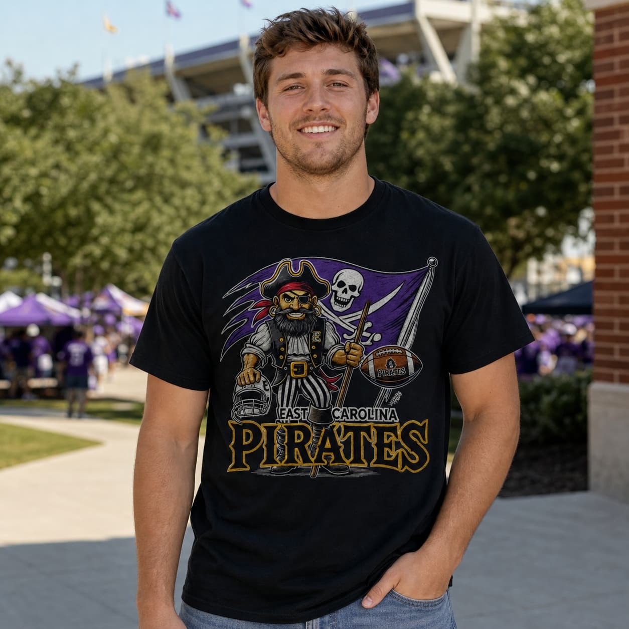 East Carolina Pirates Exclusive Retro Football Flag Artwork Shirt