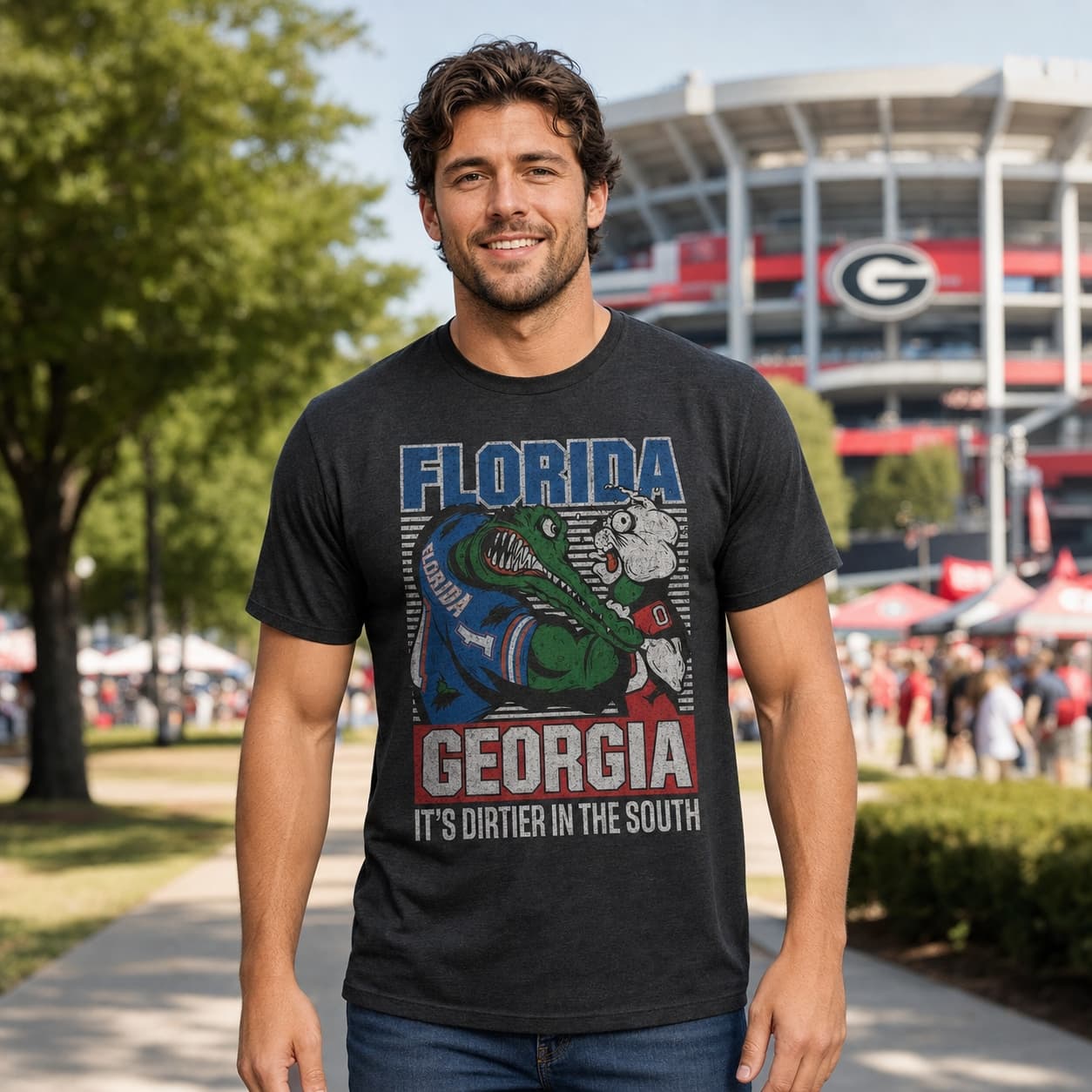 Florida Gators vs. Georgia Bulldogs Dirty South Retro Rivals Football T-Shirt