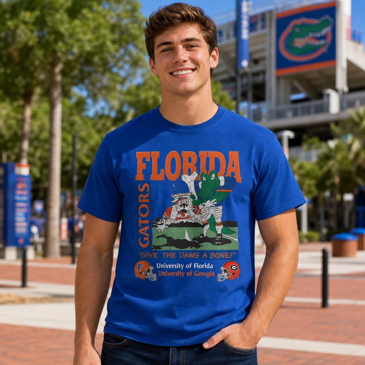 Florida Gators vs. Georgia Bulldogs Retro Rivals Football T-Shirt