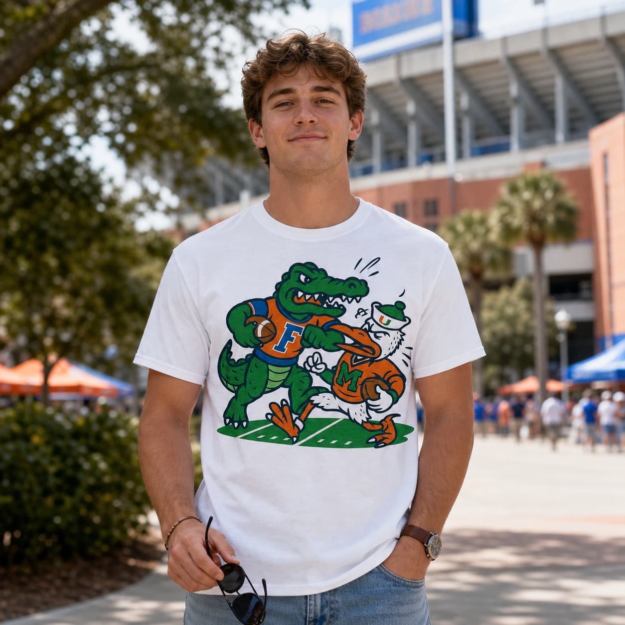 Florida Gators vs. Miami Hurricanes Exclusive Retro Rivals Football Artwork Shirt