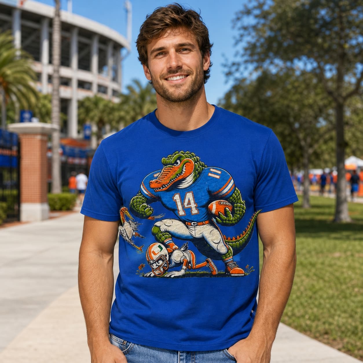 Florida Gators vs. Miami Hurricanes Retro Rivalry Football Mascot 1980 Artwork Shirt