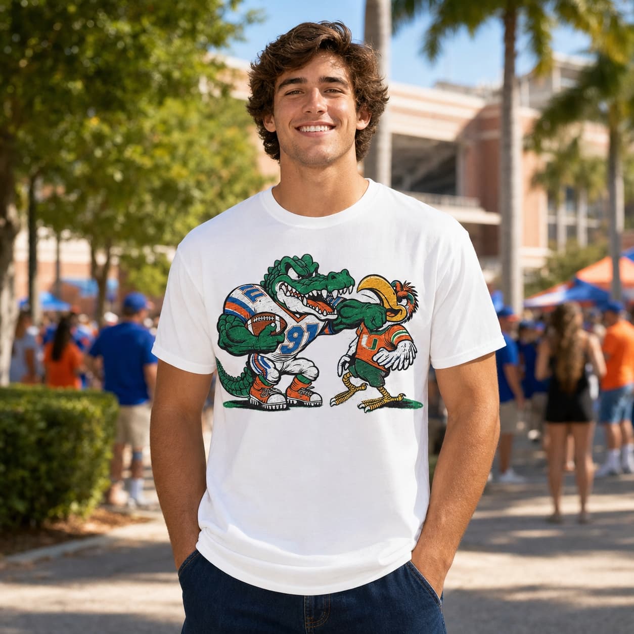 Florida Gators vs. Miami Hurricanes Retro Rivalry Football Mascot 1988 Artwork Shirt