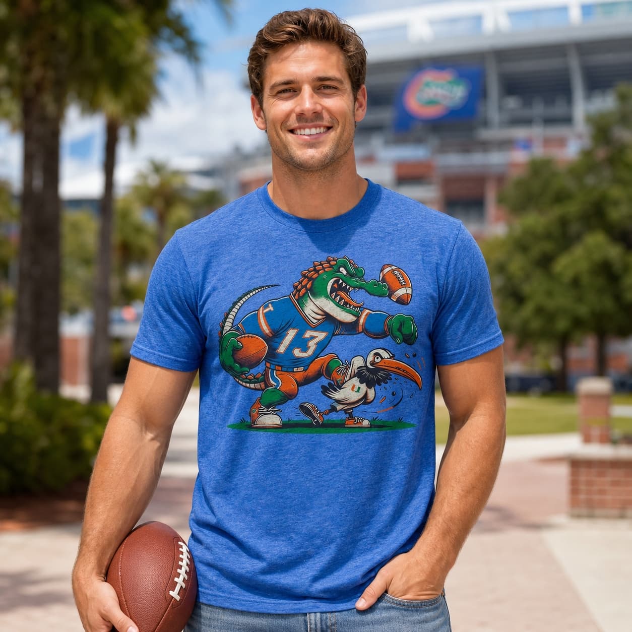 Florida Gators vs. Miami Hurricanes Retro Rivalry Football Mascot 1992 Artwork Shirt