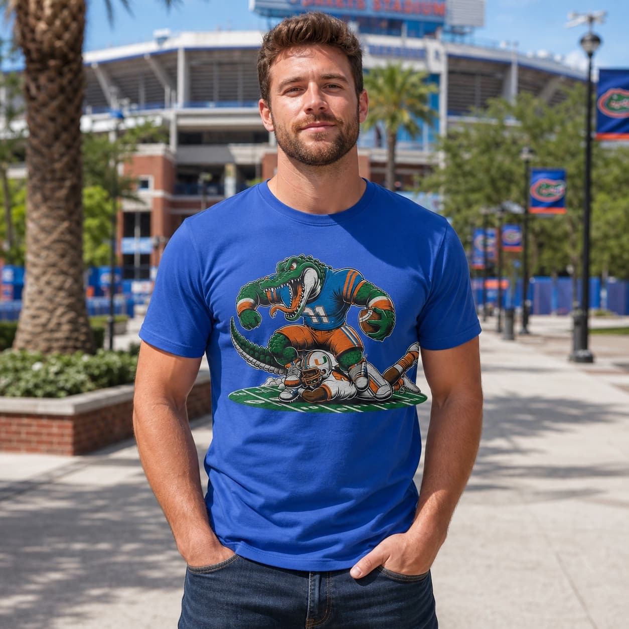 Florida Gators vs. Miami Hurricanes Retro Rivalry Football Mascot 1994 Artwork Shirt