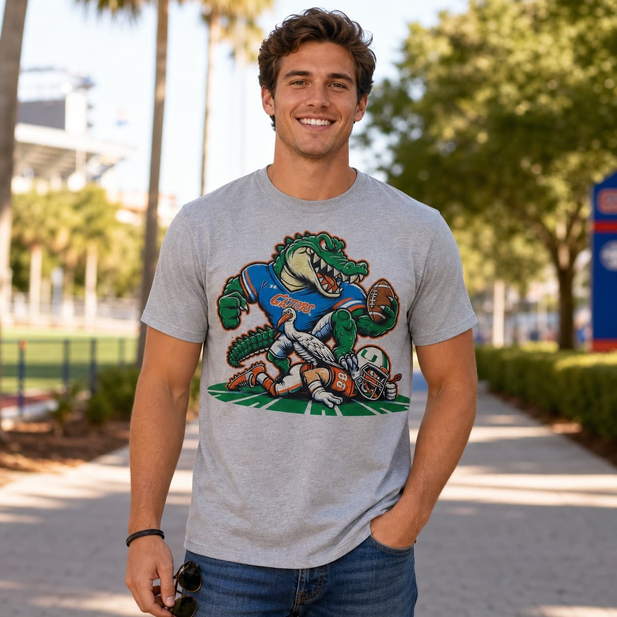 Florida Gators vs. Miami Hurricanes Retro Rivalry Football Mascot 2004 Artwork Shirt