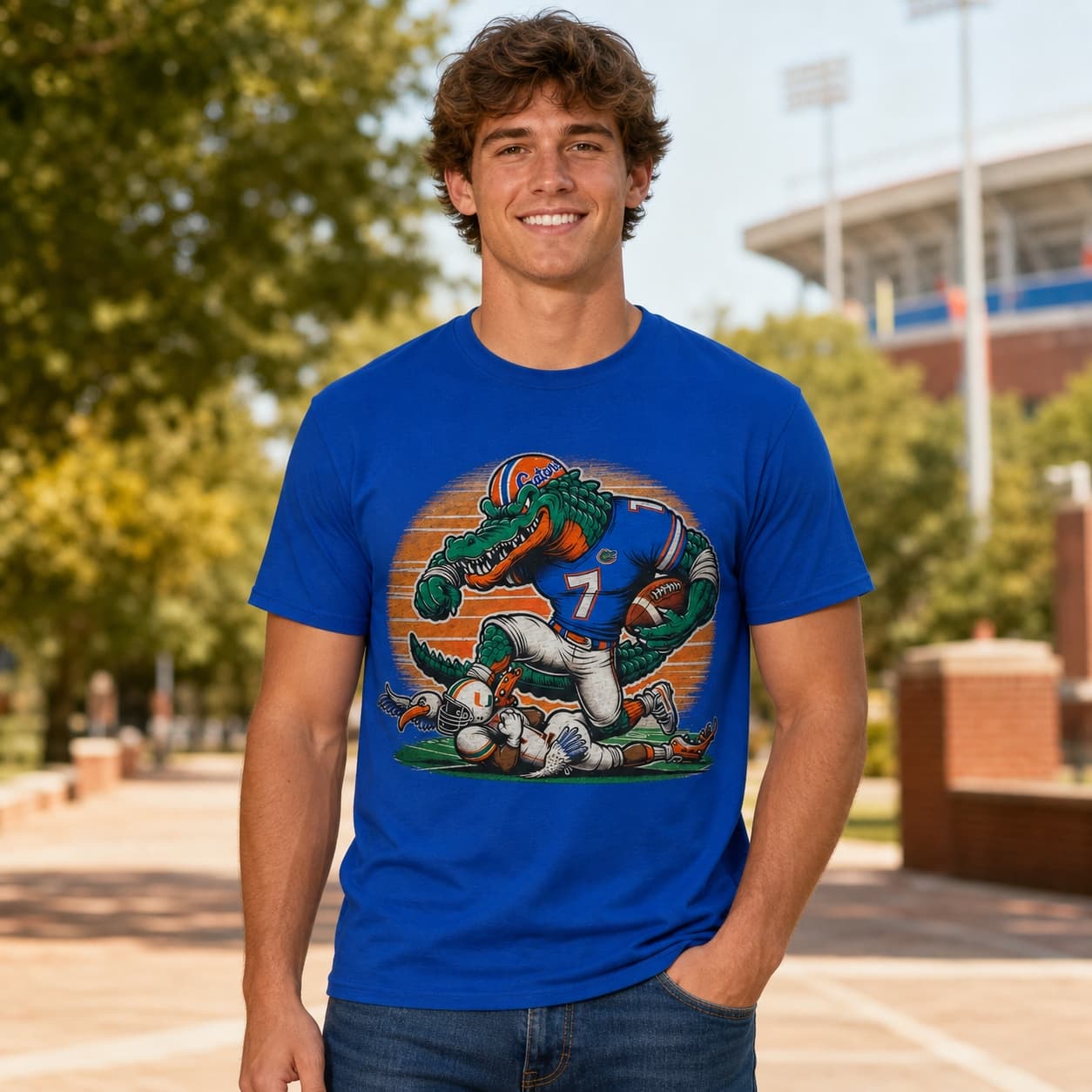 Florida Gators vs. Miami Hurricanes Retro Rivalry Football Mascot 2006 Artwork Shirt