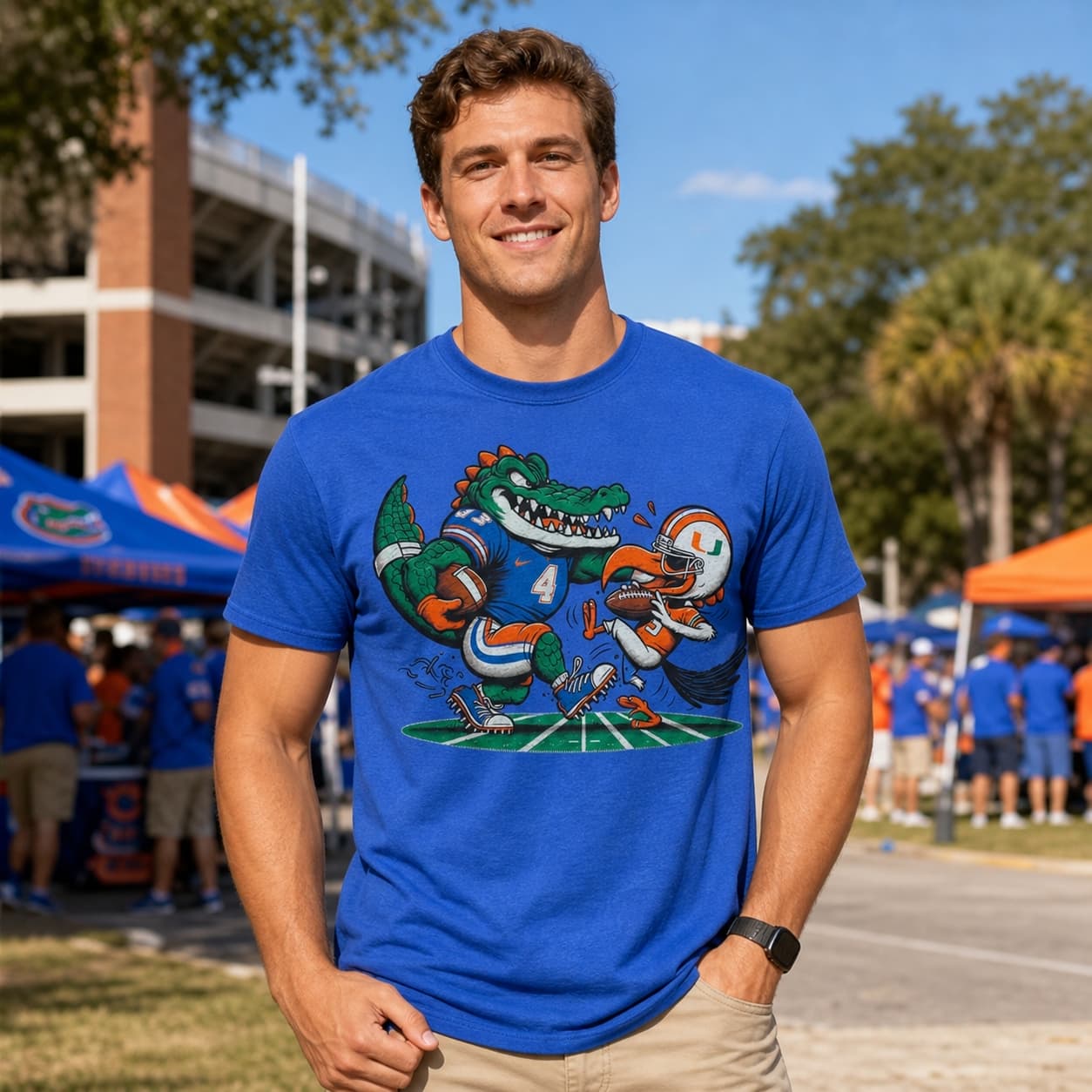 Florida Gators vs. Miami Hurricanes Retro Rivalry Football Mascot 2008 Artwork Shirt