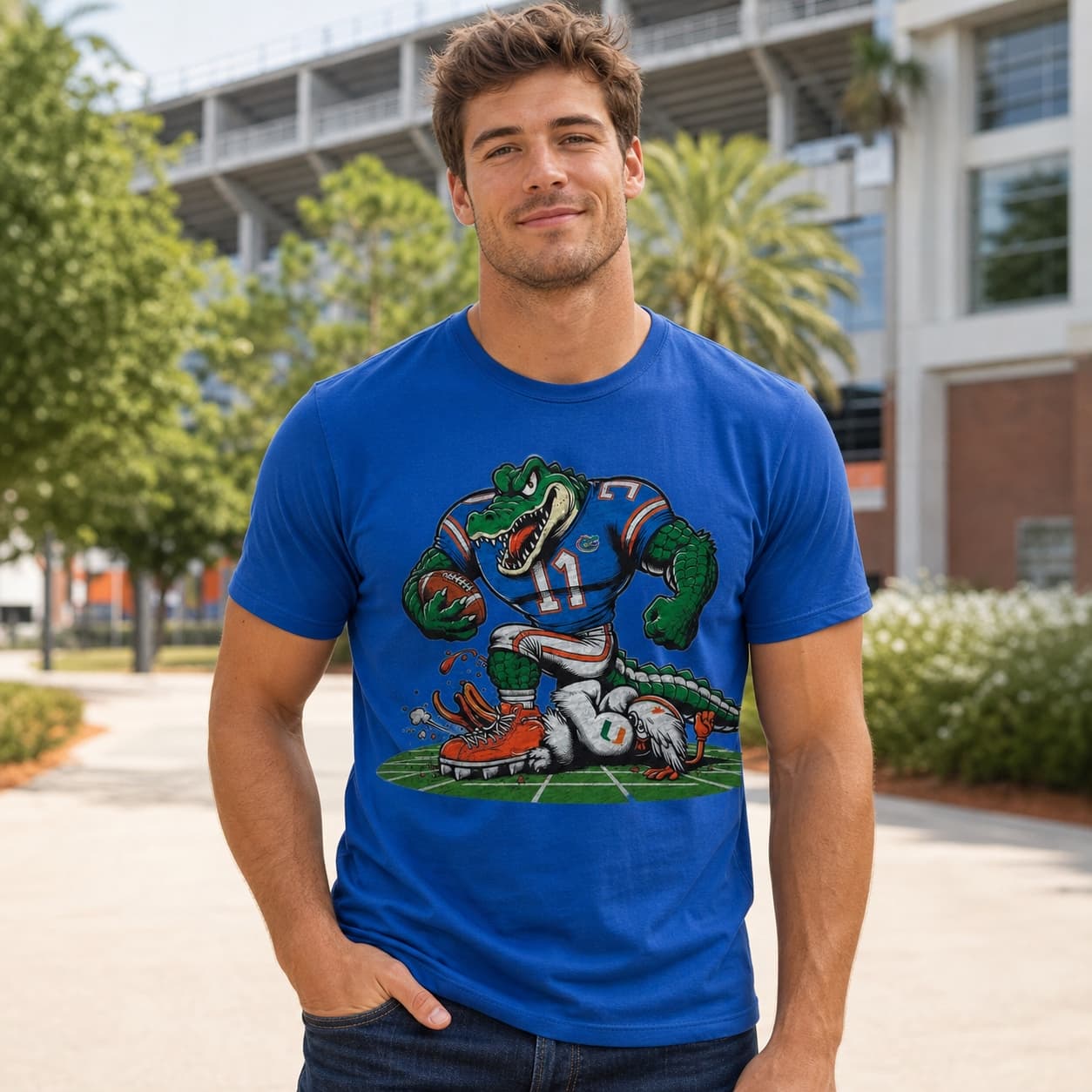Florida Gators vs. Miami Hurricanes Retro Rivalry Football Mascot 2010 Artwork Shirt