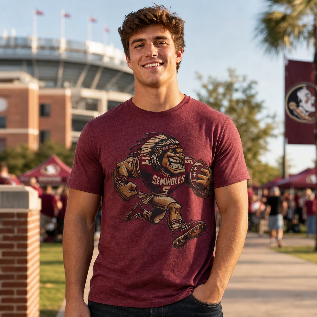 Florida State Seminoles Exclusive Retro Football Chief Osceola Artwork Shirt