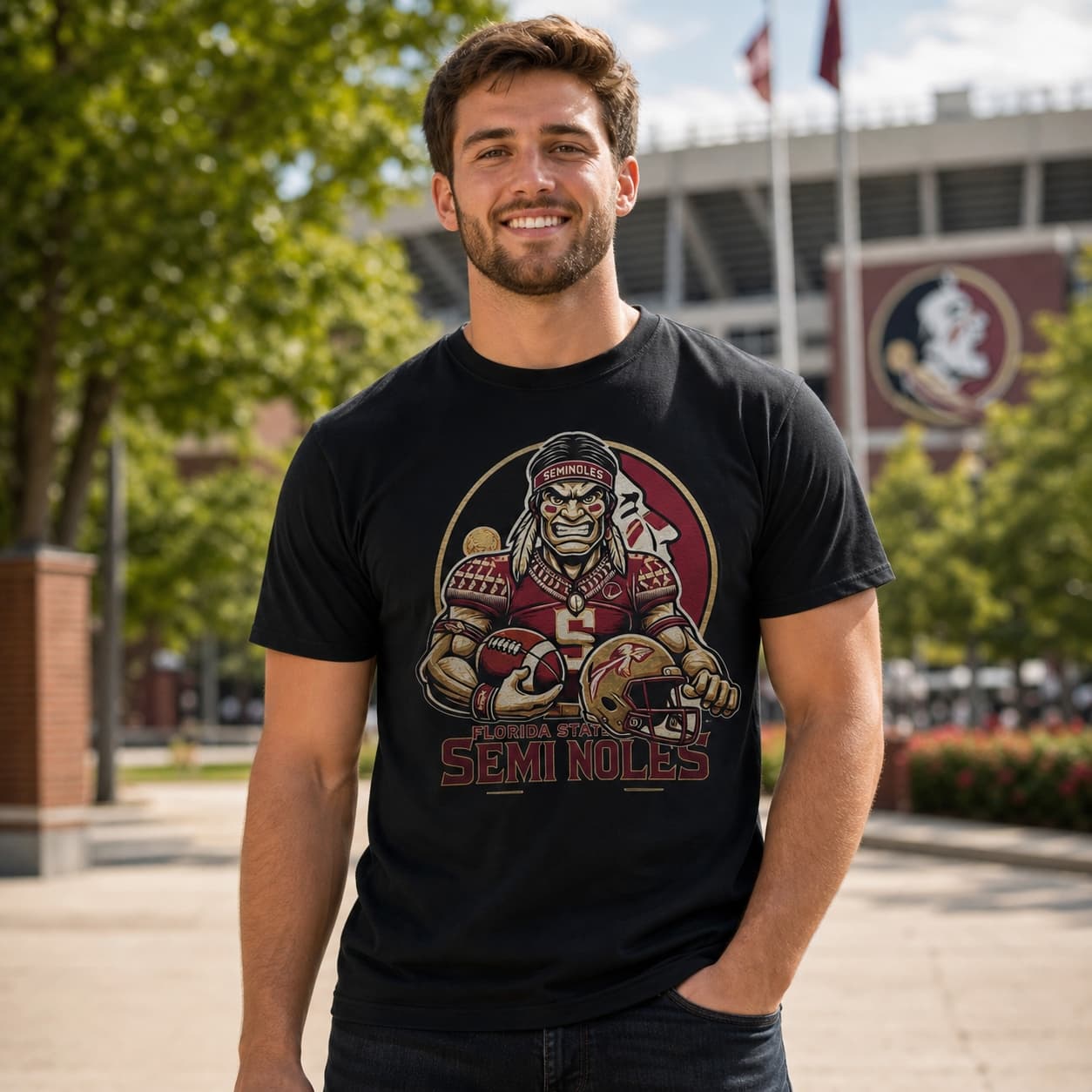 Florida State Seminoles Exclusive Retro Football Helmet Artwork Shirt