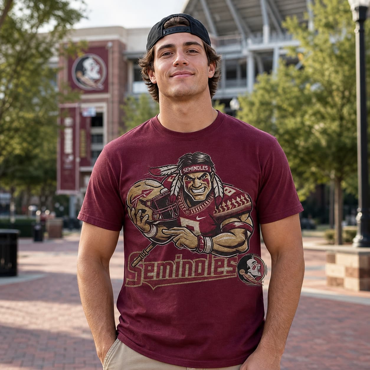 Florida State Seminoles Exclusive Retro Football Helmet Mascot Artwork Shirt