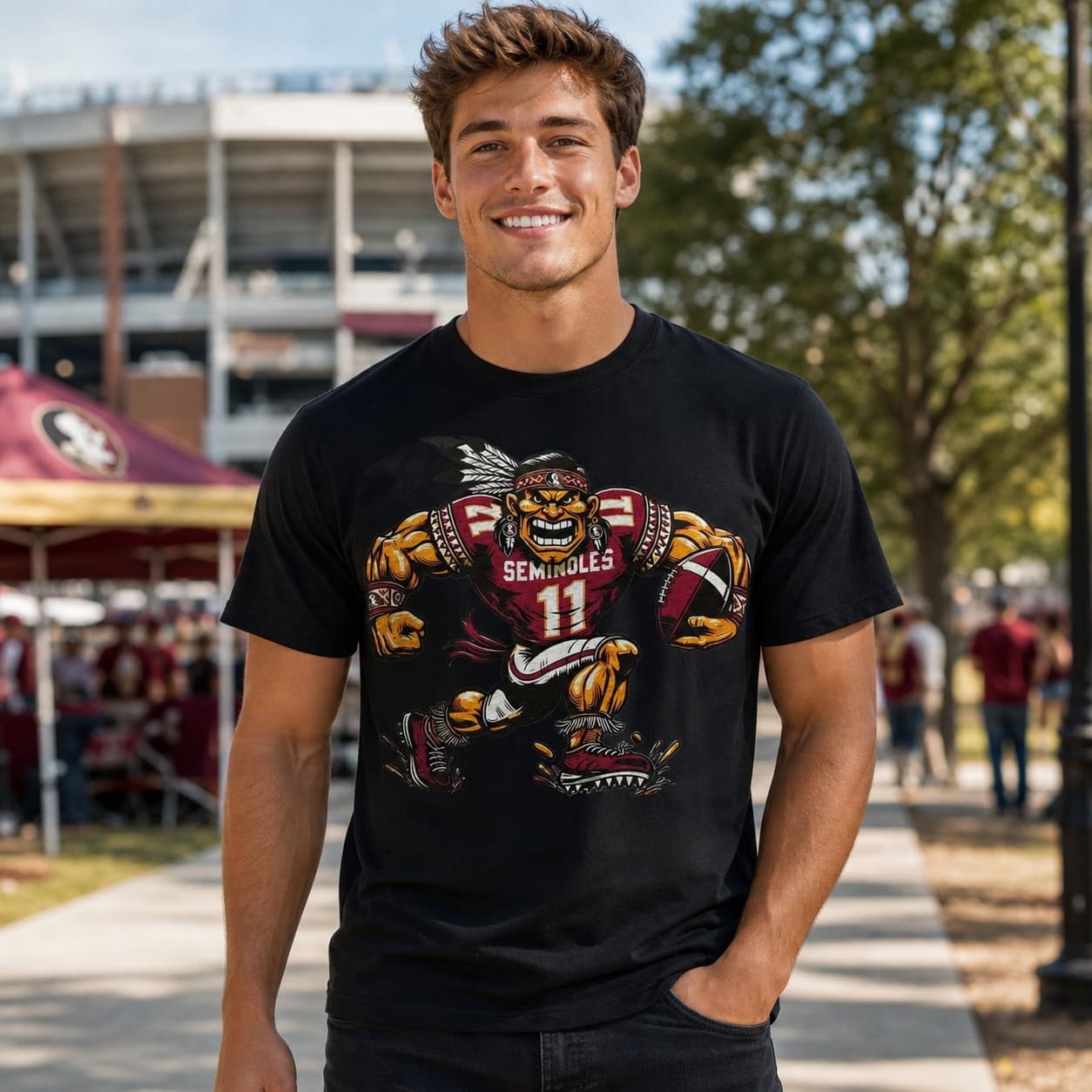 Florida State Seminoles Exclusive Retro Mascot Football Artwork Shirt