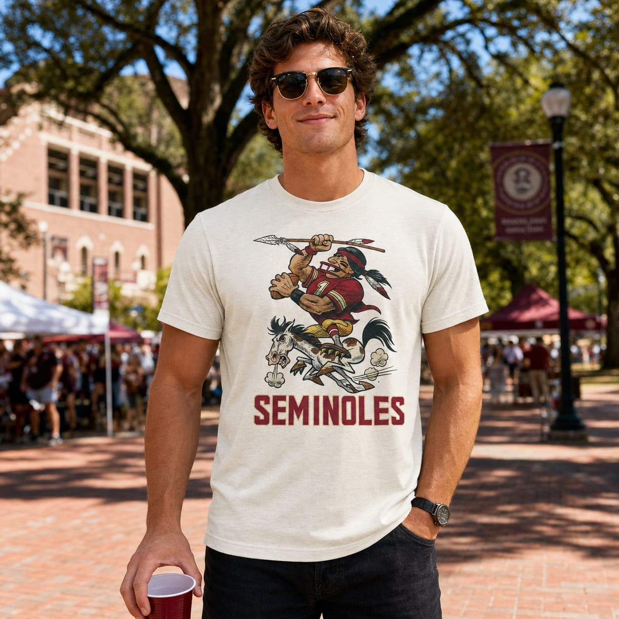 Florida State Seminoles Mascot Retro Football 1991 Artwork Shirt