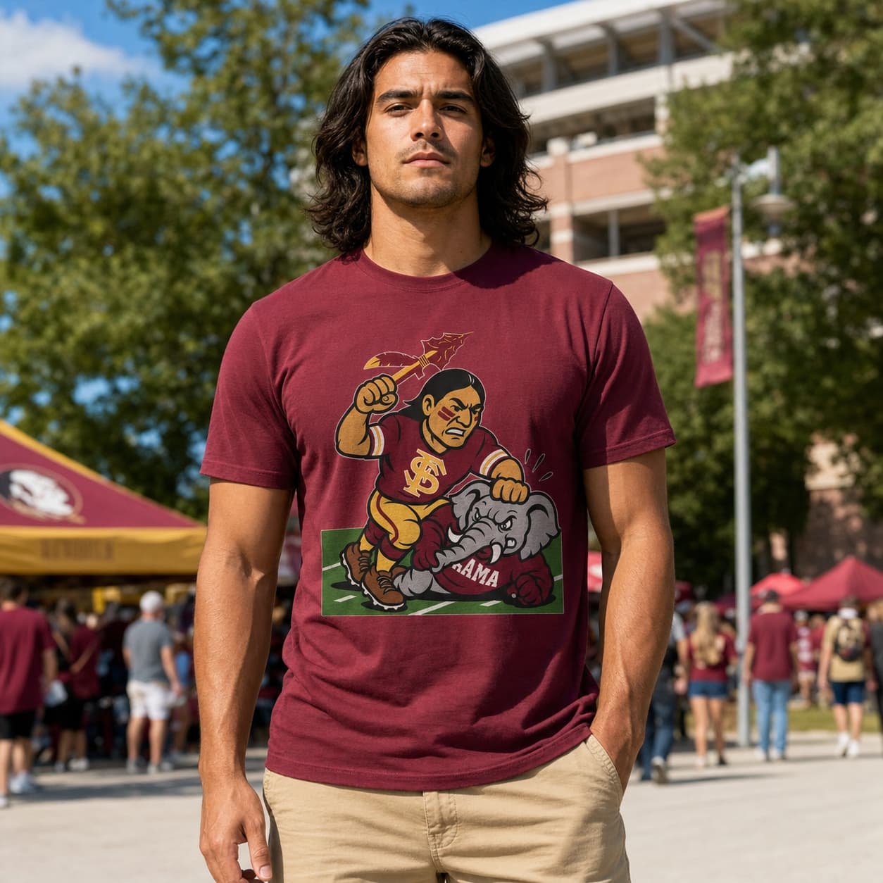 Florida State Seminoles vs. Alabama Crimson Tide Exclusive Retro Rivals Football Artwork Shirt