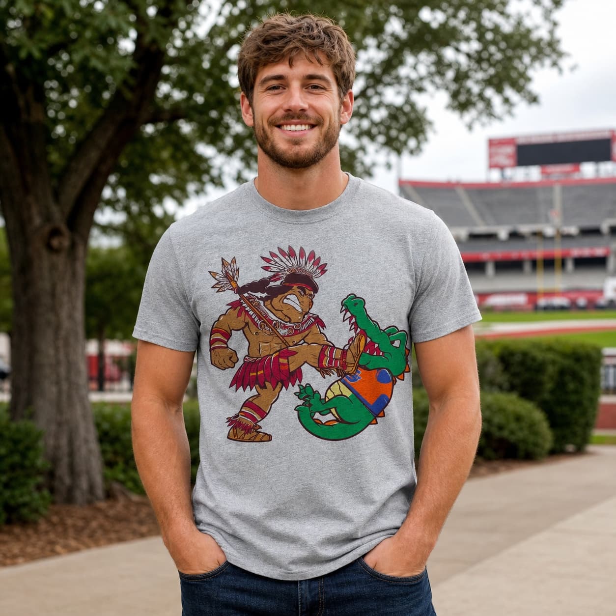 Florida State Seminoles vs. Florida Gators Retro Rivalry Football Mascot 1992 Artwork Shirt