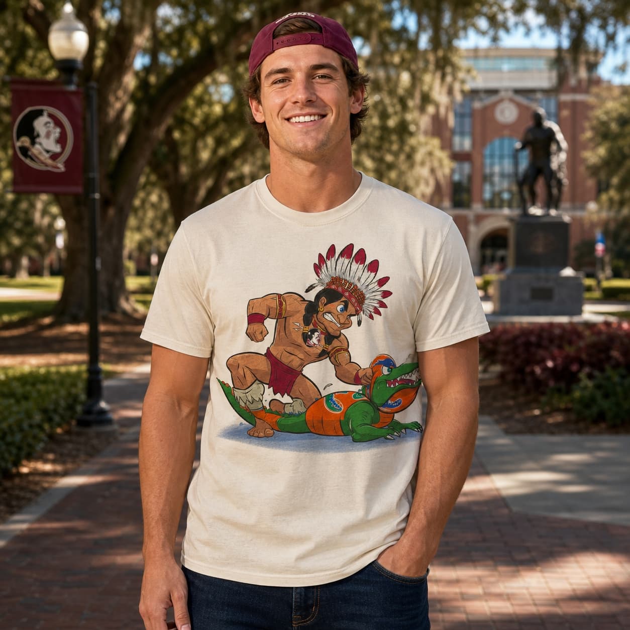 Florida State Seminoles vs. Florida Gators Retro Rivalry Football Mascot 1993 Artwork Shirt