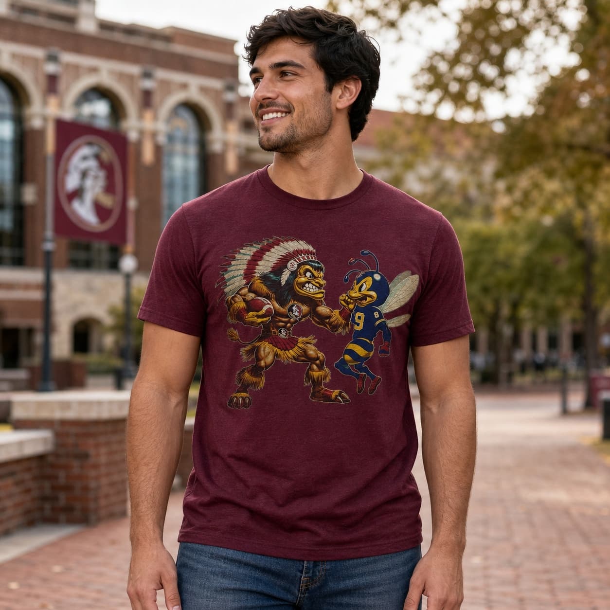 Florida State Seminoles vs. Georgia Tech Yellow Jackets Retro Rivalry Football Artwork Shirt