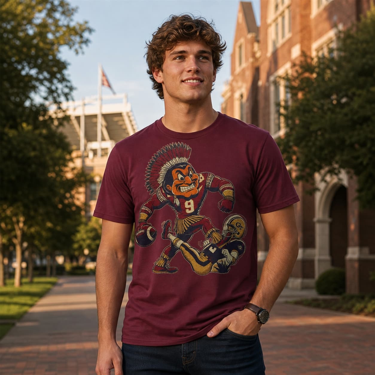 Florida State Seminoles vs. Georgia Tech Yellow Jackets Retro Rivalry Football Stomp Artwork Shirt