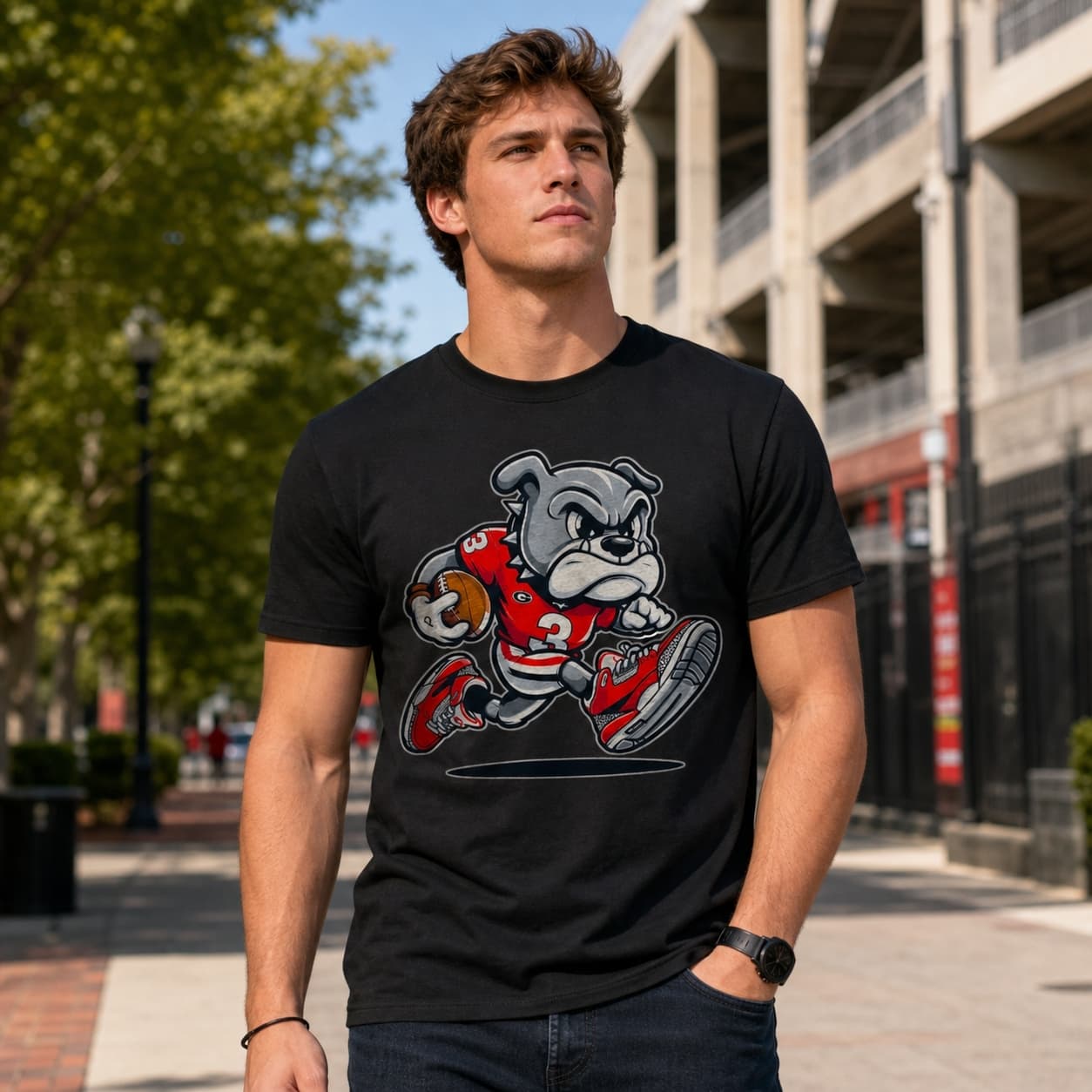 Georgia Bulldogs Classic Retro Football Mascot Artwork Shirt