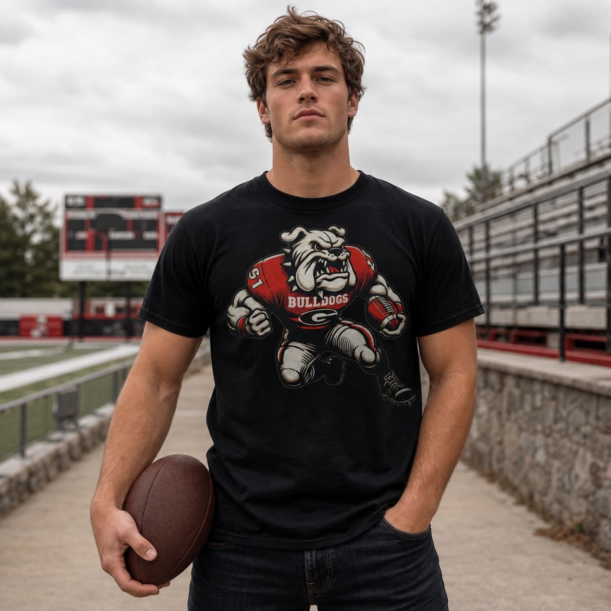 Georgia Bulldogs Exclusive Retro Football Artwork Shirt