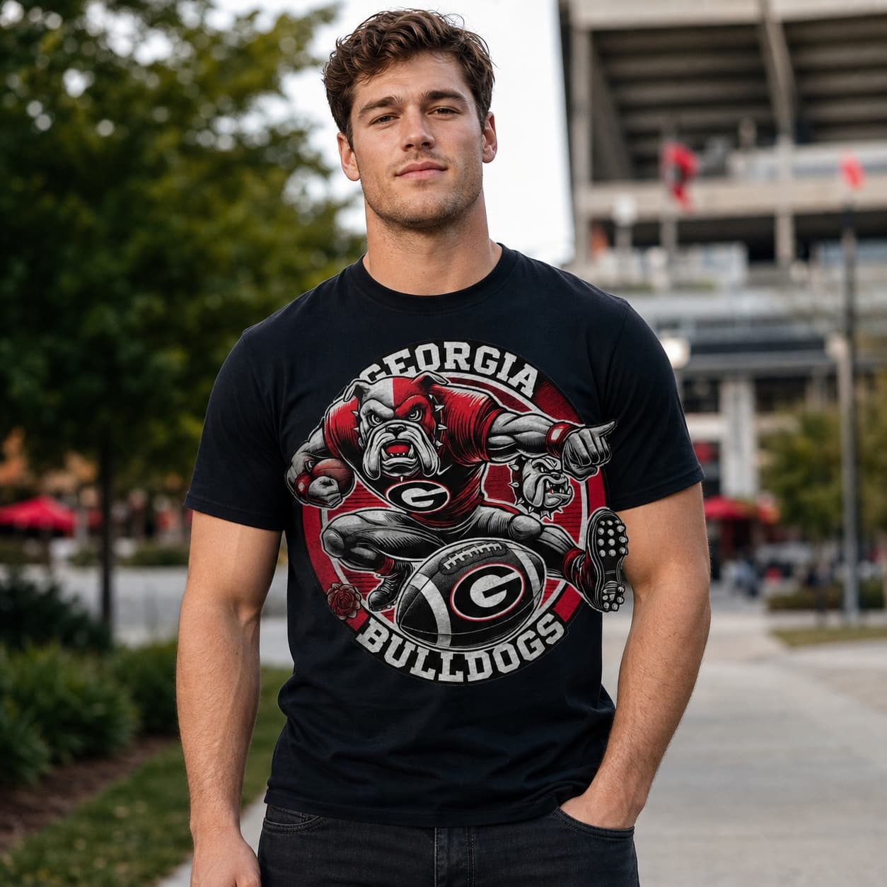 Georgia Bulldogs Exclusive Retro Football Circle Artwork Shirt