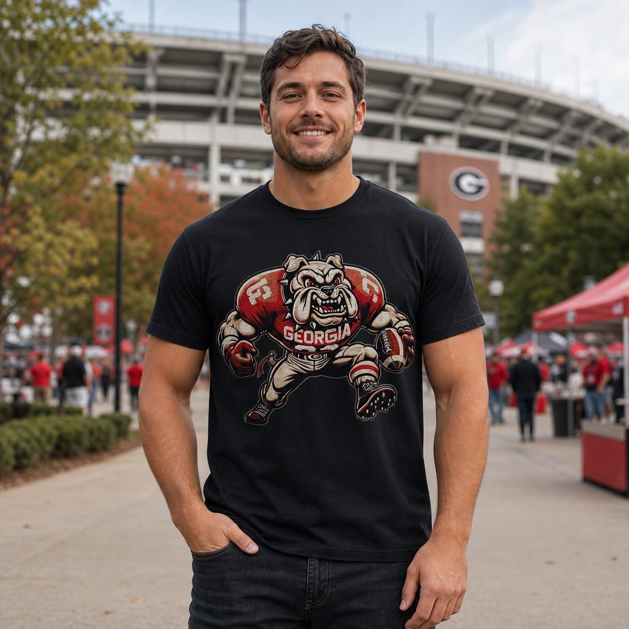 Georgia Bulldogs Exclusive Retro Football Mascot Artwork Shirt