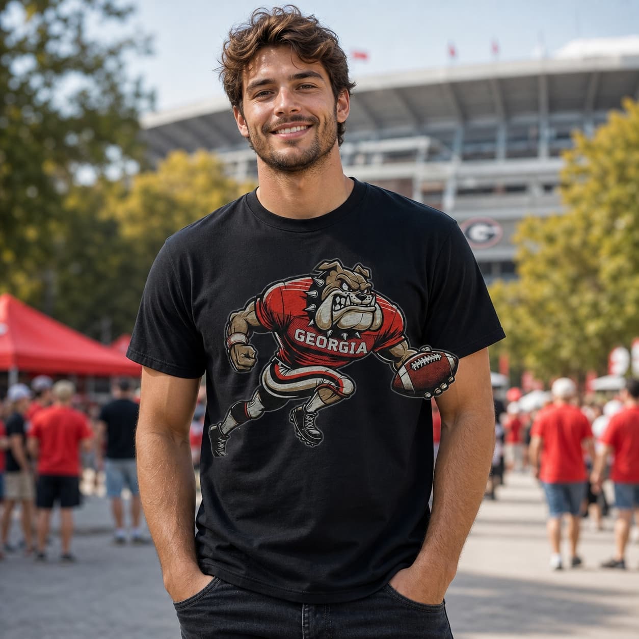 Georgia Bulldogs Exclusive Retro Football UGA Artwork Shirt