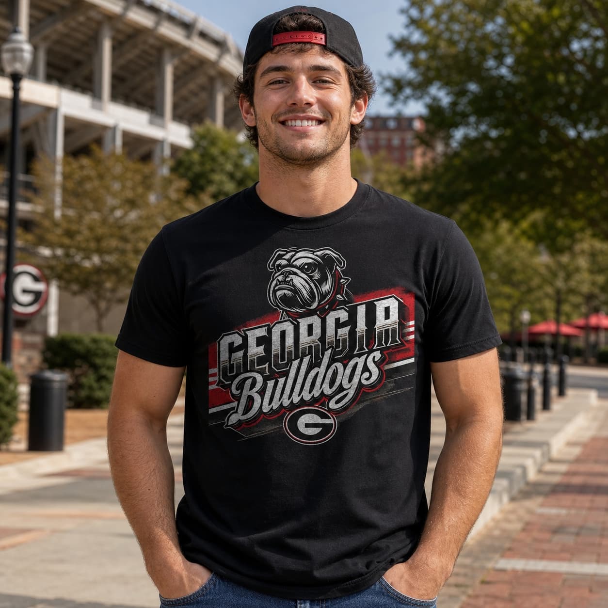 Georgia Bulldogs Exclusive Retro Team Artwork Shirt