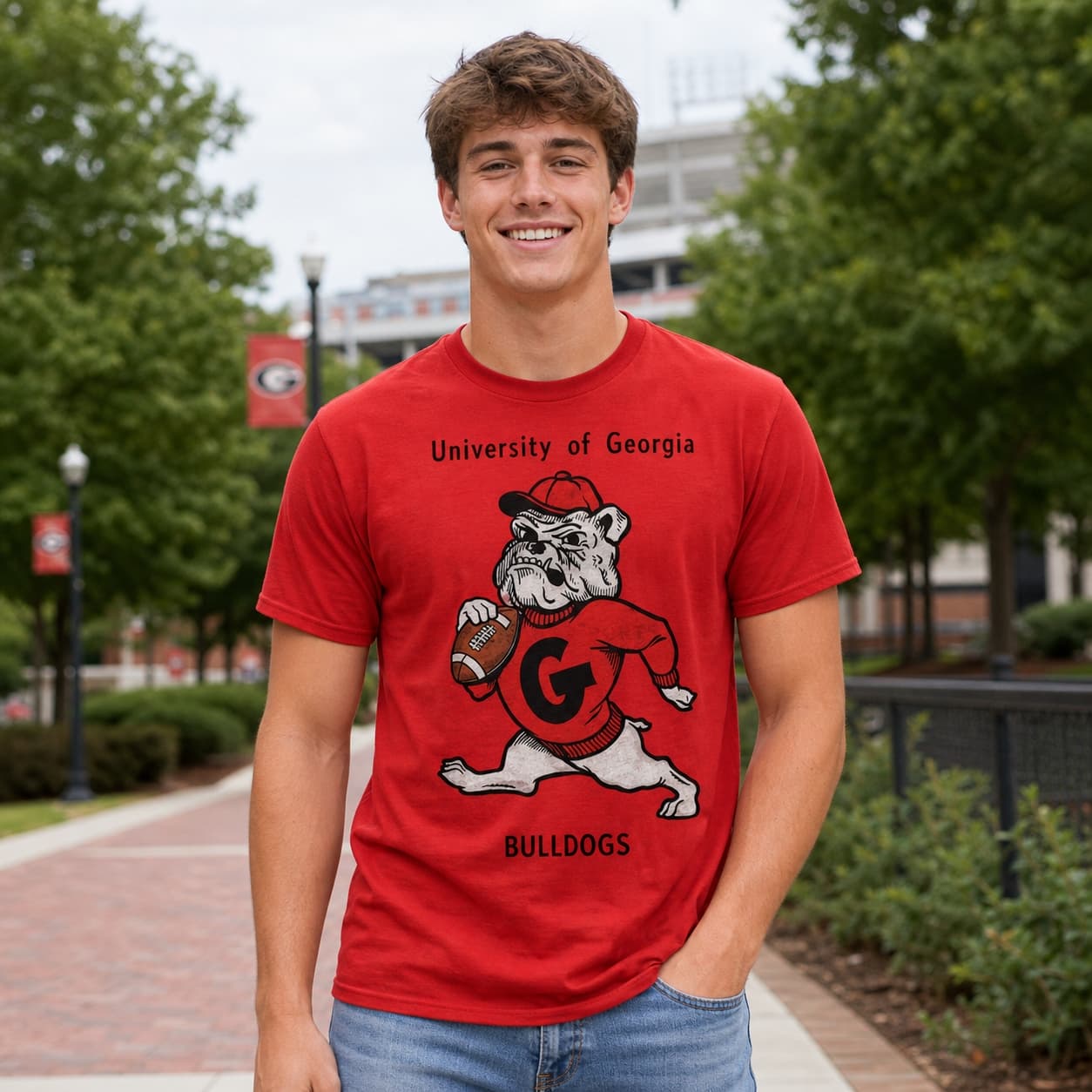 Georgia Bulldogs Retro Football 1958 Artwork Shirt
