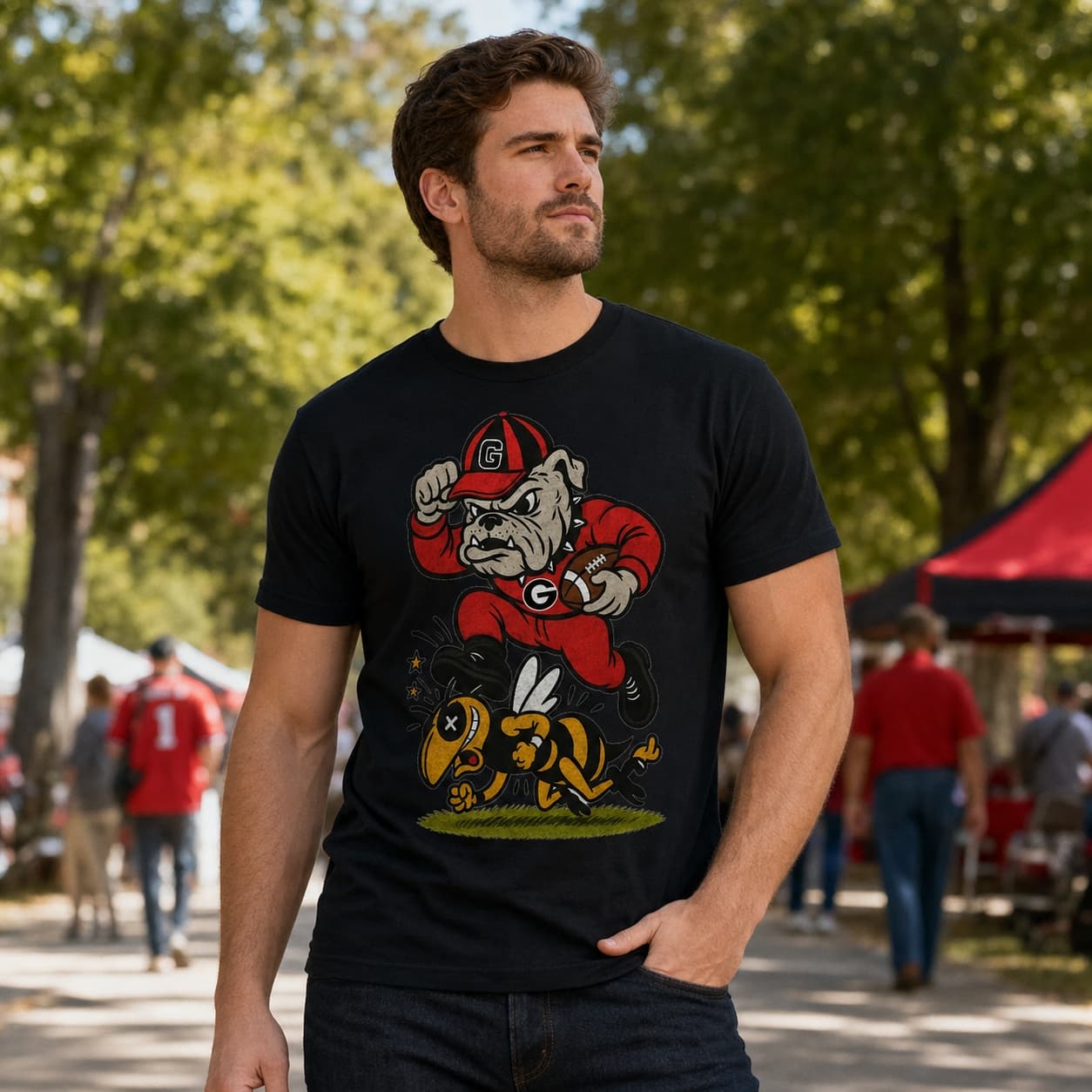 Georgia Bulldogs vs. Georgia Tech Yellow Jackets Retro Rivals Week Football Artwork Shirt