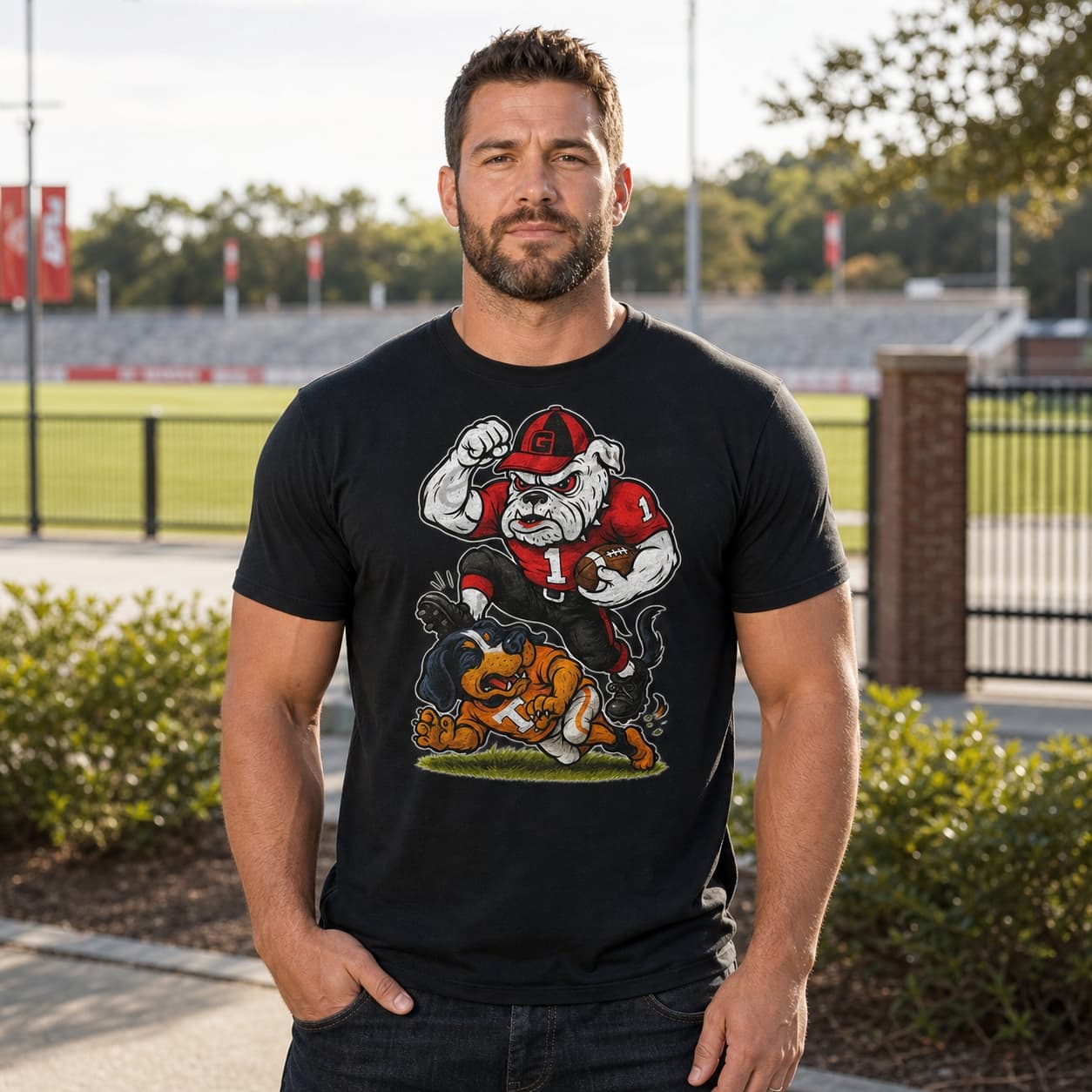 Georgia Bulldogs vs. Tennessee Volunteers Retro Rivalries Football Artwork Shirt