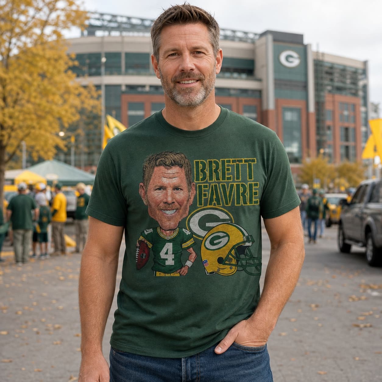 Green Bay Packers Brett Favre Exclusive Retro Football 1995 Artwork Shirt