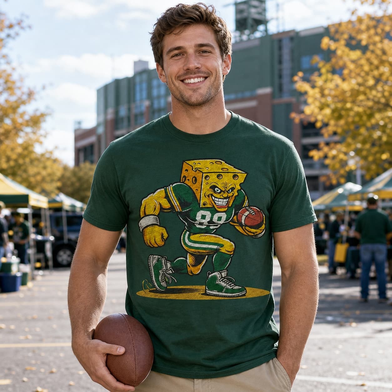 Green Bay Packers Classic Retro Football Mascot Artwork Shirt