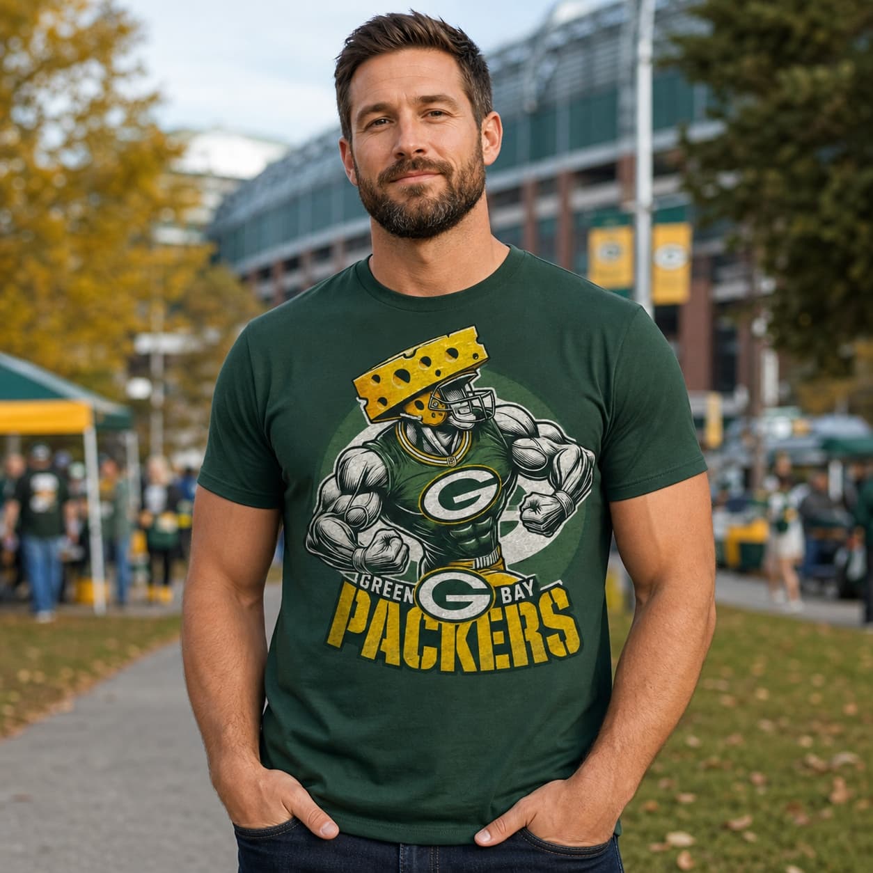 Green Bay Packers Exclusive Retro Cheesehead Football Circle Artwork Shirt