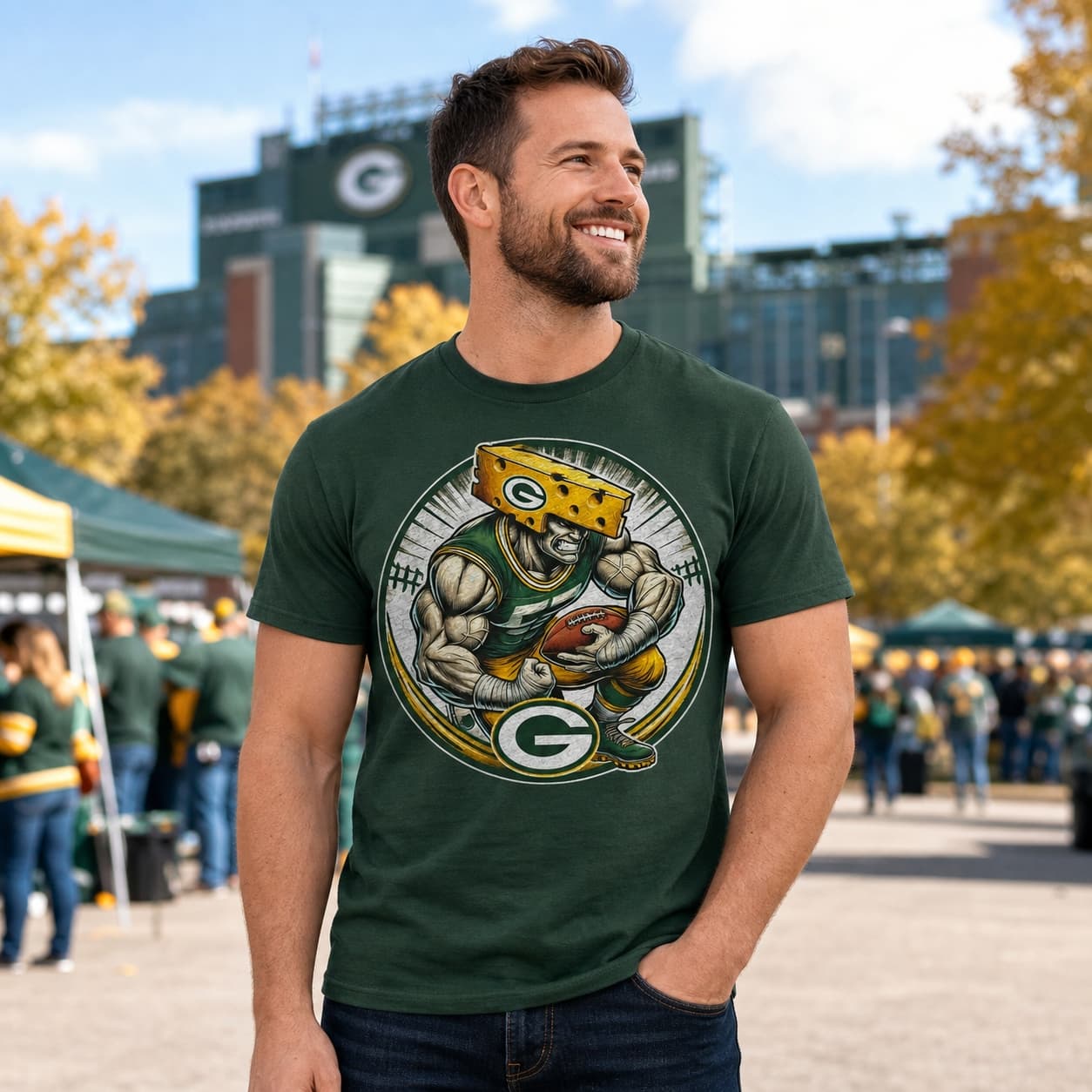 Green Bay Packers Exclusive Retro Football Circle Artwork Shirt