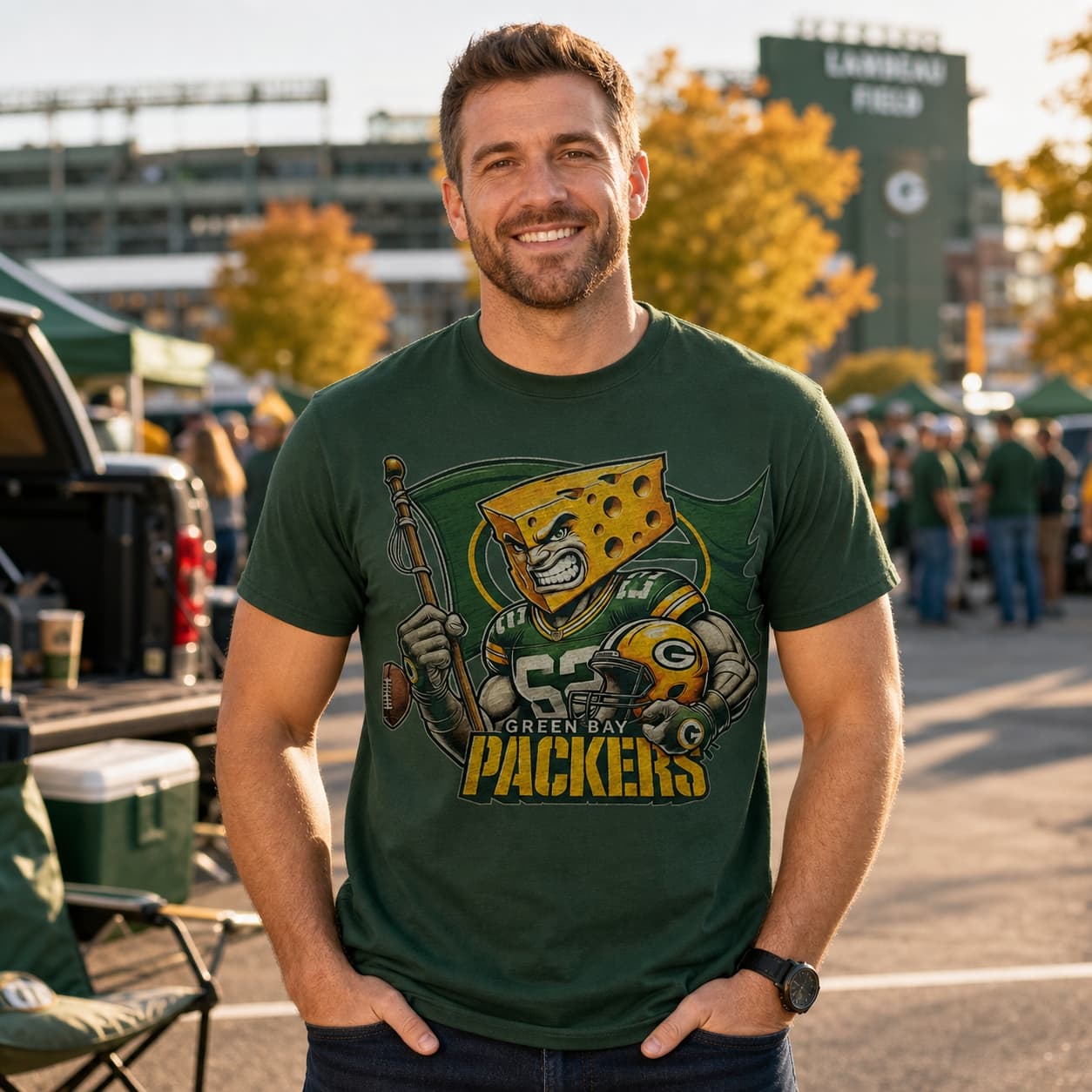 Green Bay Packers Exclusive Retro Football Flag Artwork Shirt