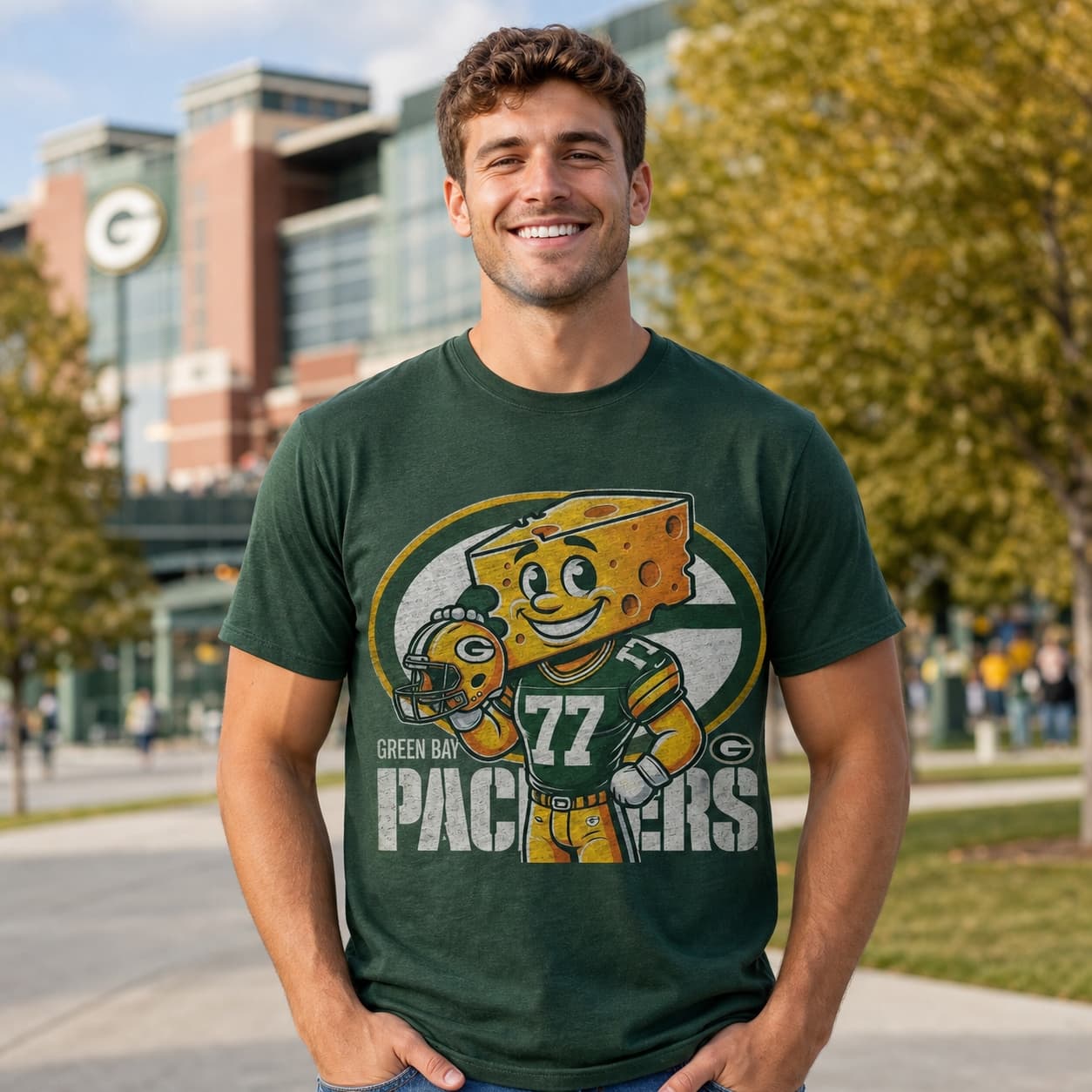 Green Bay Packers Exclusive Retro Football Helmet Artwork Shirt
