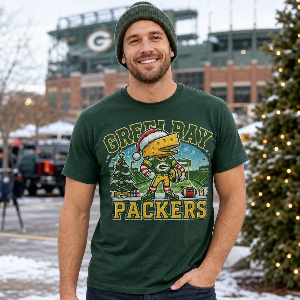 Green Bay Packers Holiday Exclusive Retro Football Artwork Shirt