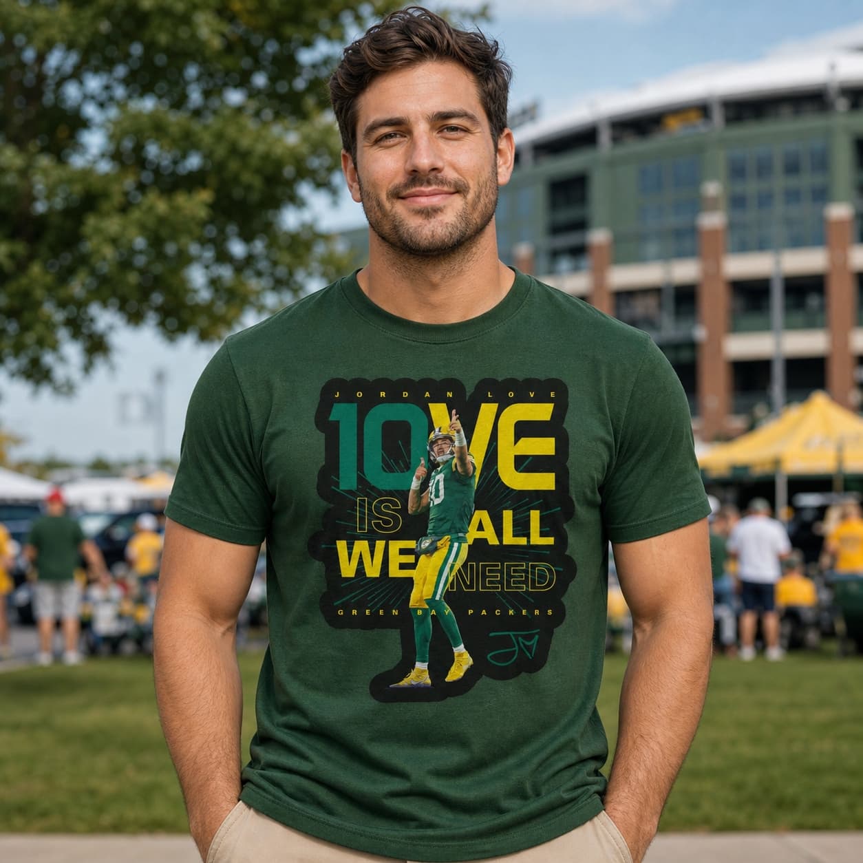 Green Bay Packers Jordan Love Exclusive Retro Football Artwork Shirt