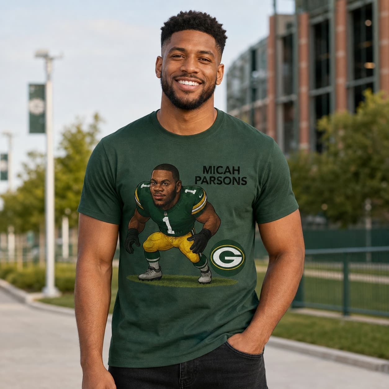 Green Bay Packers Micah Parsons Exclusive Caricature Football Artwork Shirt