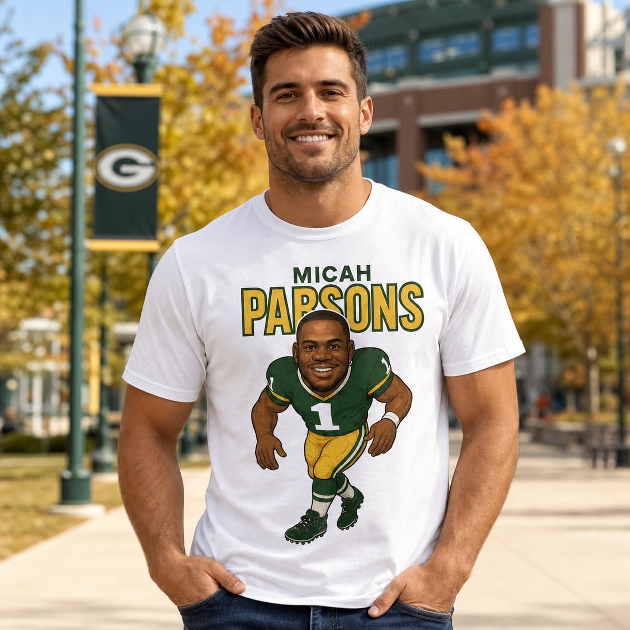 Green Bay Packers Micah Parsons Retro Football Artwork Shirt