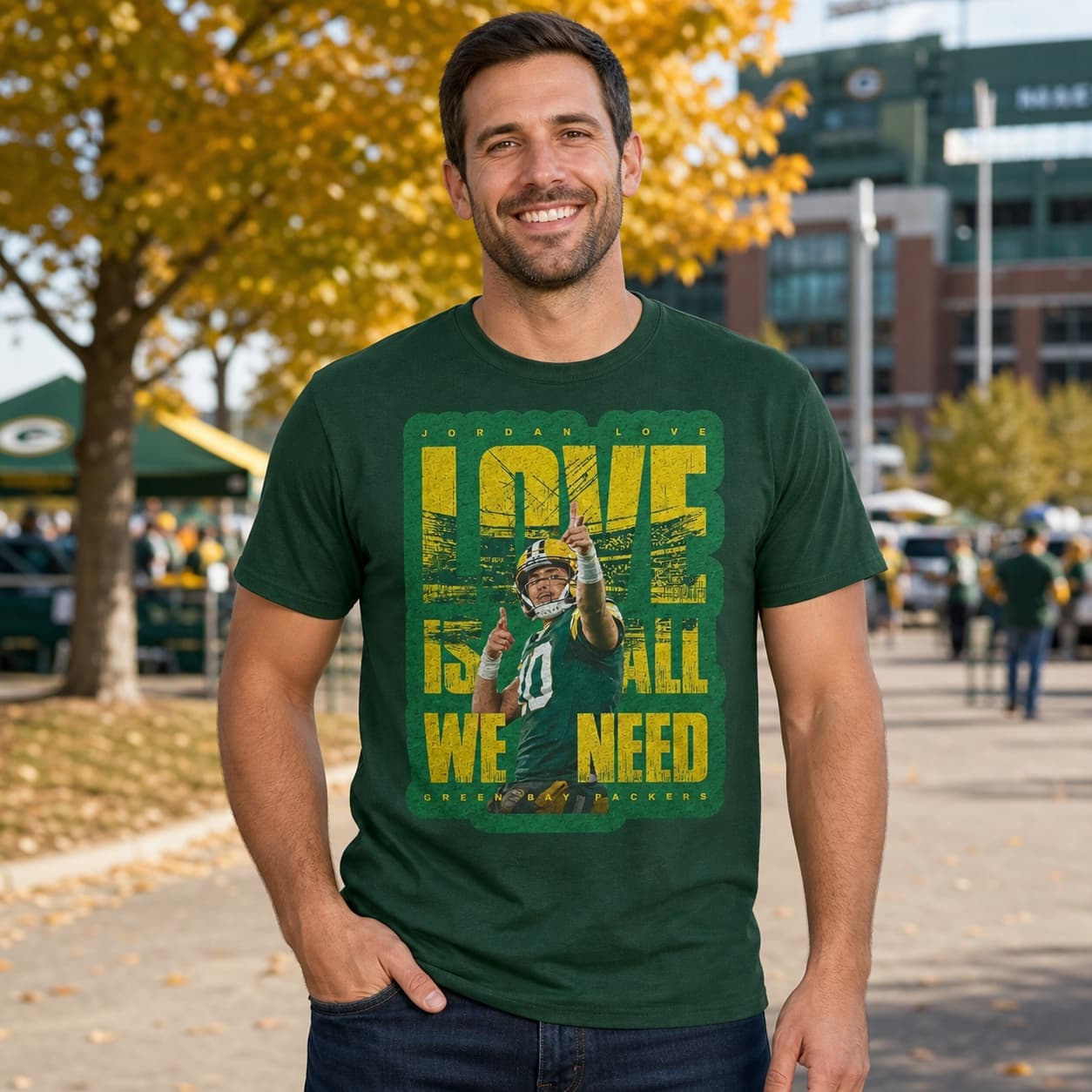 Green Bay Packers QB Jordan Love Exclusive Retro Football Artwork Shirt